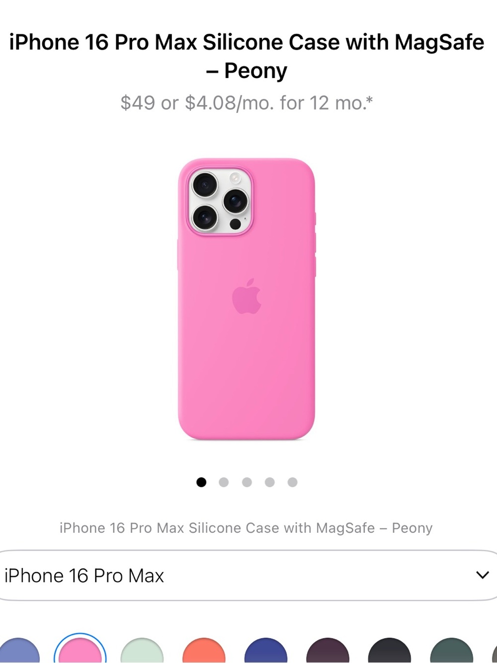 Apple Silicone iPhone 16 Pro Max Case with MagSafe - Peony